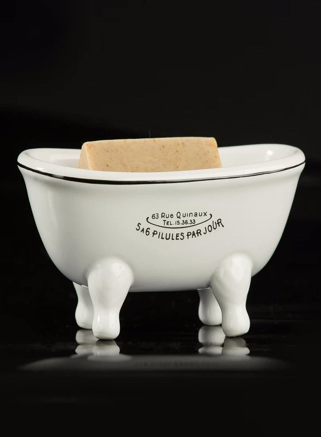 dodococa 1 Piece 5.7" Mini Ceramic Clawfoot Double Ended Bathtub Soap Dish Vintage Decortative Soap Dish - Image 1