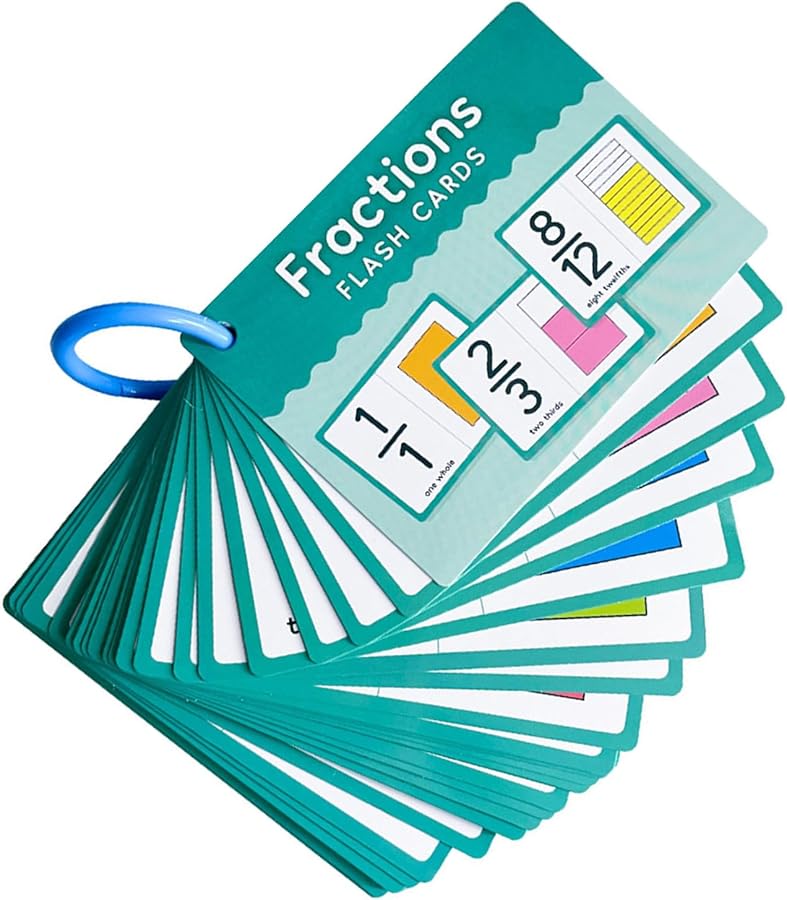 بطاقات تعليمية للكسور - مجموعة بطاقات تعليم الرياضيات للفصول الدراسية والتعليم المنزلي - وسيلة تعليمية مرئية - Image 2