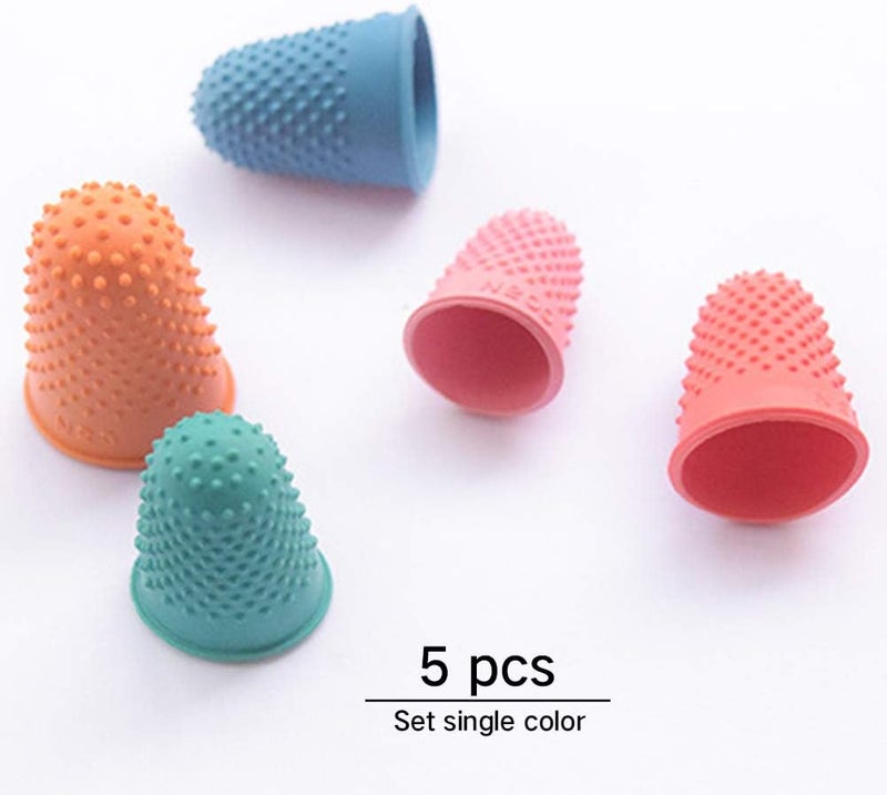 Shni Thimble 5Pcs Craft Finger Tip Sewing Counting Protector Quilter Needlework Cone Rubber(Pink) - Image 3