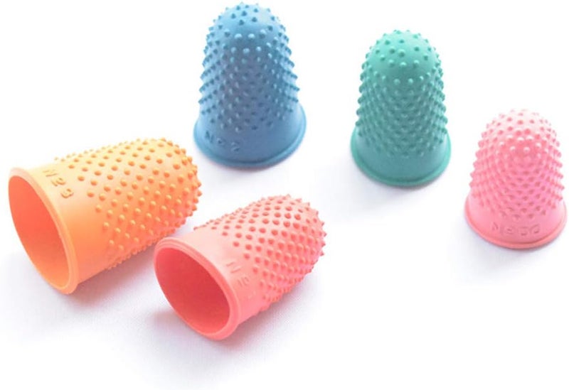 Shni Thimble 5Pcs Craft Finger Tip Sewing Counting Protector Quilter Needlework Cone Rubber(Pink) - Image 5
