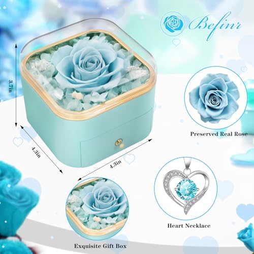 Beferr Gifts for Mom Preserved Real Rose with Necklace Eternal Roses Forever Flowers for Delivery Anniversary Birthday Mothers Day Flower Gifts for Women Her Grandma Wife Daughter Girlfriend - Image 2