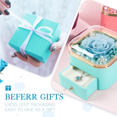 Beferr Gifts for Mom Preserved Real Rose with Necklace Eternal Roses Forever Flowers for Delivery Anniversary Birthday Mothers Day Flower Gifts for Women Her Grandma Wife Daughter Girlfriend - Image 3