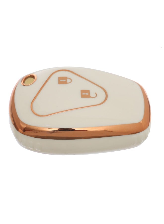 Generic Premium TPU Quality Silicone Key Car Cover – Durable, Flexible, and Scratch-Resistant Protection for Your Car Keys – Custom Fit Design for a Sleek Look  Compatible with Renault Reno EX1 , EV , E1 , PRO Models - White Gold  - Image 2