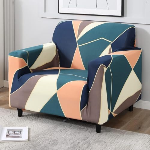 HOKIPO Elastic Stretchable Universal Sofa Cover 2 Seater, Green Peach Abstarct (AR-4094-D14) - Image 1