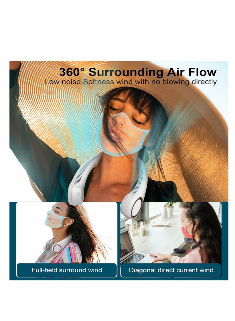 Excefore Portable Neck Fan, Hands-Free Bladeless Fan, 360° Cooling Personal Fan, 3 Speeds Adjustment, 78 Air Outlet, Headphone Design, Rechargeable, USB Powered Neck Fan for Outdoor Indoor  - Image 2