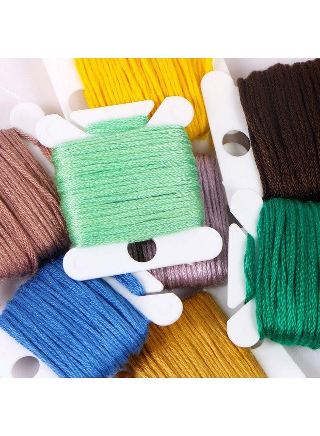 unime UNIME 240 Pieces Plastic Floss Bobbins with 1 Floss Bobbin Winder for Embroidery Floss Organizer Cross-Stitch Thread String Holder Thread Cards, White  - Image 5
