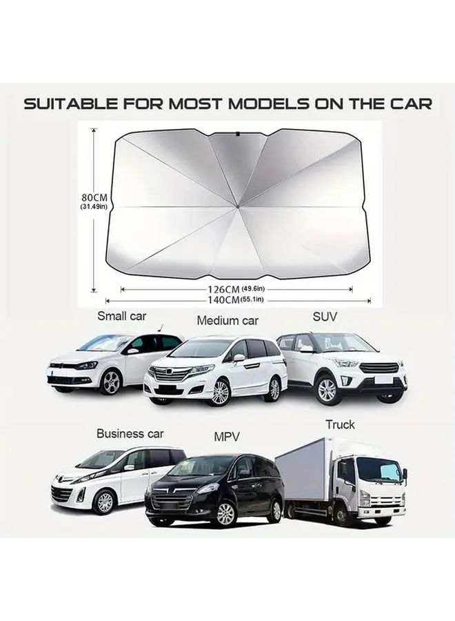 Large Foldable Car Windshield Sunshade Retractable Parasol for Sun Insulation - Image 3