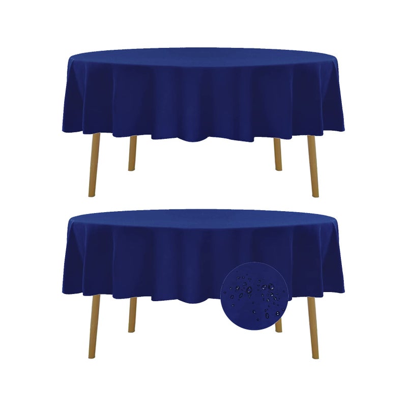 Fokitut 2 Pack Waterproof Round Tablecloth 70 Inch Stain Resistant and Wrinkle Polyester Table Cloth Fabric Table Cover for Kitchen Dining Wedding Party Holiday DinnerRoyal Blue