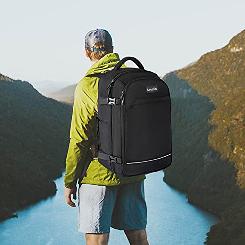 Asenlin 40L Travel Backpack for Women MenFlight Approved Carry On Backpack with 17 Inch Laptop CompartmentWater Resistant Computer Backpack for College Weekender Overnight DaypackBlack - Image 3