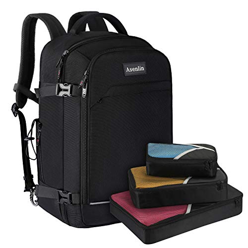 Asenlin 40L Travel Backpack for Women MenFlight Approved Carry On Backpack with 17 Inch Laptop CompartmentWater Resistant Computer Backpack for College Weekender Overnight DaypackBlack - Image 1