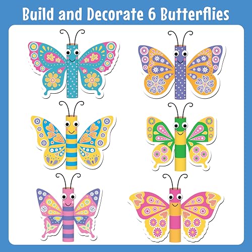 WONDRBOX Butterfly Making Craft Kit for Kids | DIY Arts & Crafts with 150+ Stickers & 6 Butterflies | Creative Activity Toy Age 5–12 | Birthday & Return Gift for Boys & Girls - Image 3