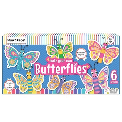 WONDRBOX Butterfly Making Craft Kit for Kids | DIY Arts & Crafts with 150+ Stickers & 6 Butterflies | Creative Activity Toy Age 5–12 | Birthday & Return Gift for Boys & Girls - Image 5