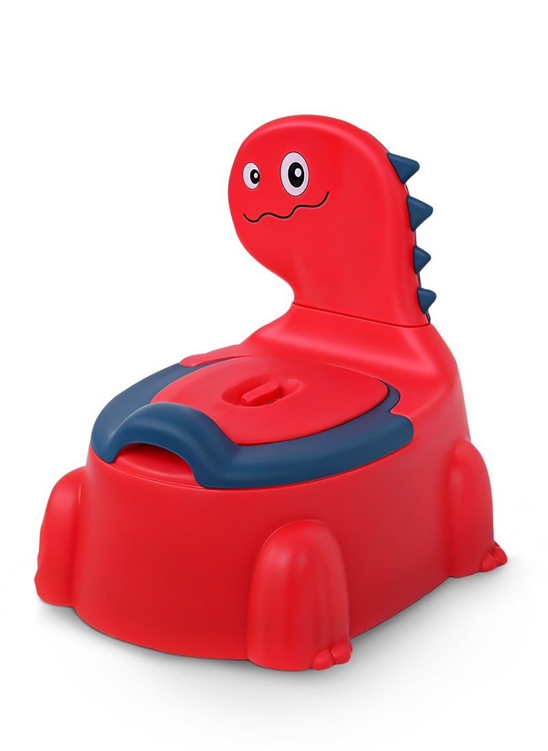 BAYBEE - Dinosaur Baby Potty Seat Chair Kids Potty Training seat for Baby Toddlers with Closing Lid, High Back & Splash Gaurd Baby Toilet seat for Kids Baby Potty Chair for Toddlers 1 to 5 Year Boy Girl (Red) - Image 1