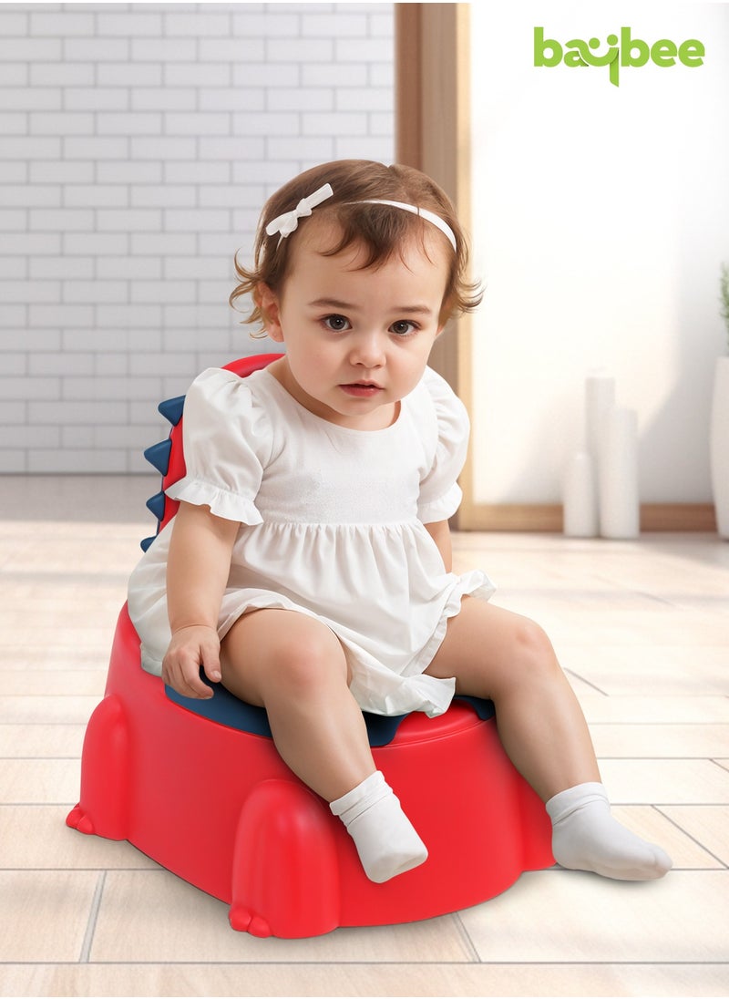 BAYBEE - Dinosaur Baby Potty Seat Chair Kids Potty Training seat for Baby Toddlers with Closing Lid, High Back & Splash Gaurd Baby Toilet seat for Kids Baby Potty Chair for Toddlers 1 to 5 Year Boy Girl (Red) - Image 1