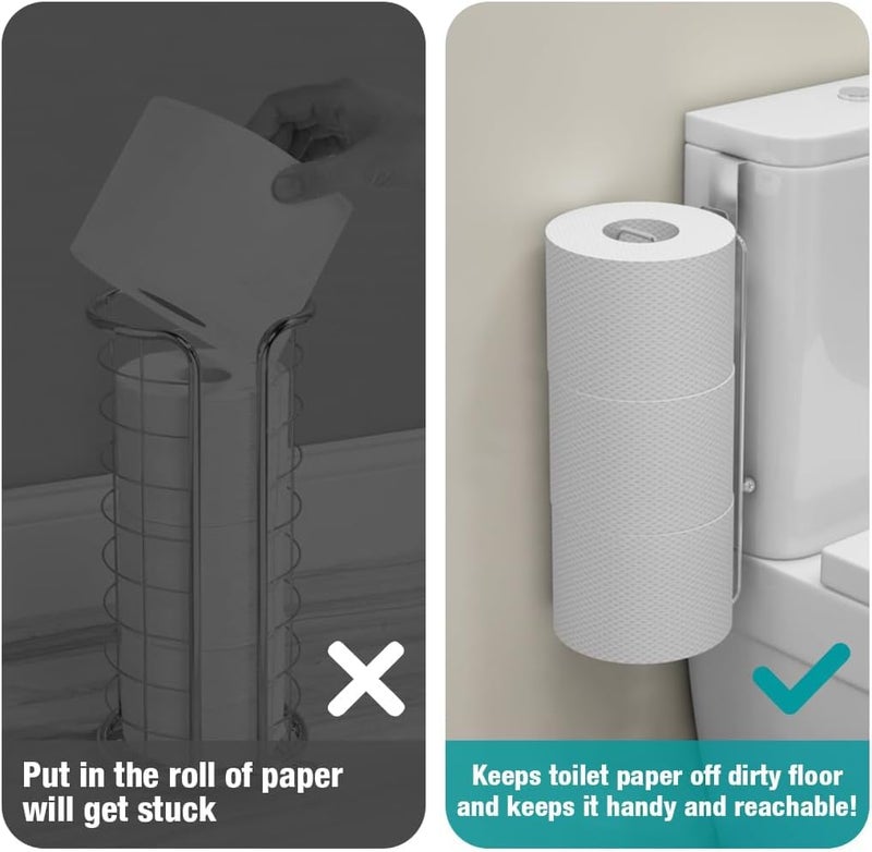 INDIDECOR INDIDECOR 31158 Toilet Paper Holder for 3 Roll Tissue, Over The Tank Toilet Paper Holder, Stainless Steel Rustproof Toilet Paper Storage Wall Mount, for Rv, Bathroom Storage, 1 Pack - Chrome - Image 3