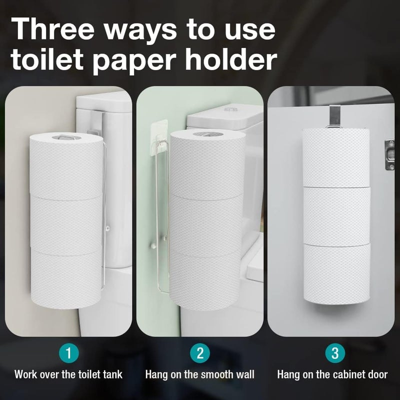 INDIDECOR INDIDECOR 31158 Toilet Paper Holder for 3 Roll Tissue, Over The Tank Toilet Paper Holder, Stainless Steel Rustproof Toilet Paper Storage Wall Mount, for Rv, Bathroom Storage, 1 Pack - Chrome - Image 4