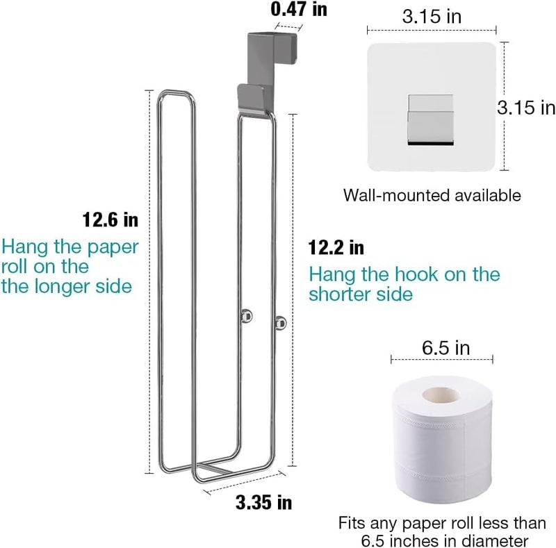 INDIDECOR INDIDECOR 31158 Toilet Paper Holder for 3 Roll Tissue, Over The Tank Toilet Paper Holder, Stainless Steel Rustproof Toilet Paper Storage Wall Mount, for Rv, Bathroom Storage, 1 Pack - Chrome - Image 5