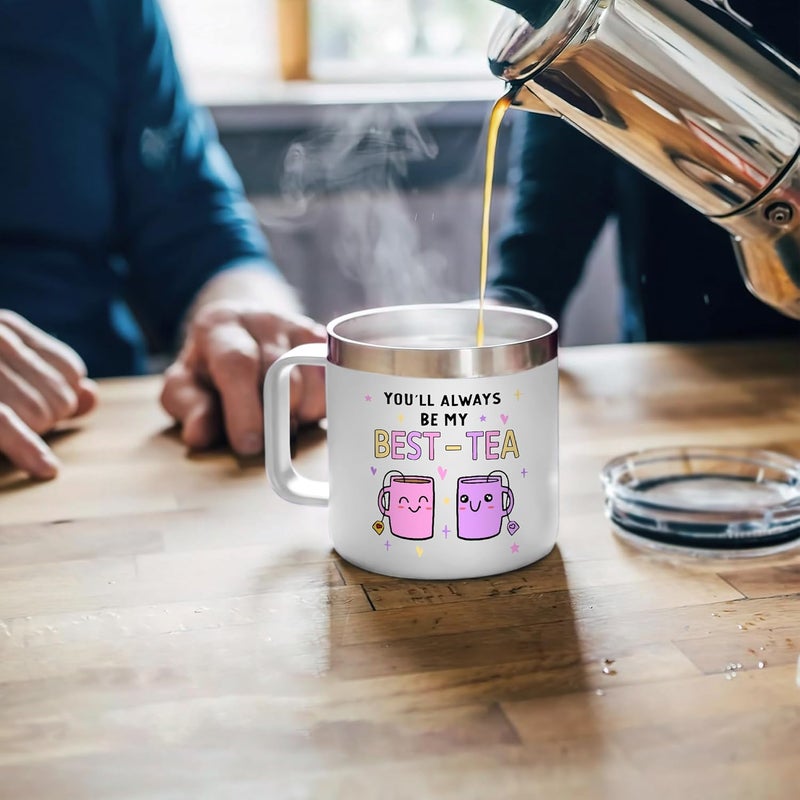 Gossby Bestie Gift for Women  14oz BESTTEA Insulated Tumbler Mug  Friend Tumbler Mug for Woman  Christmas Birthday Friendship Gift for Best Friend  Bestie Cup with Lid Straw - Image 5