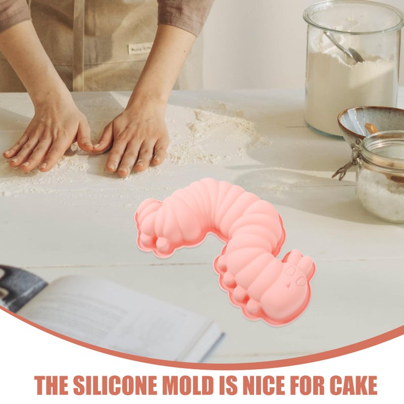 Blue Pink Silicone Caterpillar Chocolate Mold 2pcs Non Stick Baking Tools For DIY Cake Candy Dessert - Image 4