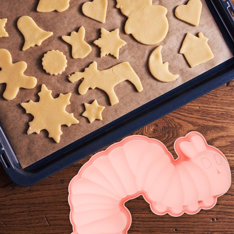 Blue Pink Silicone Caterpillar Chocolate Mold 2pcs Non Stick Baking Tools For DIY Cake Candy Dessert - Image 5