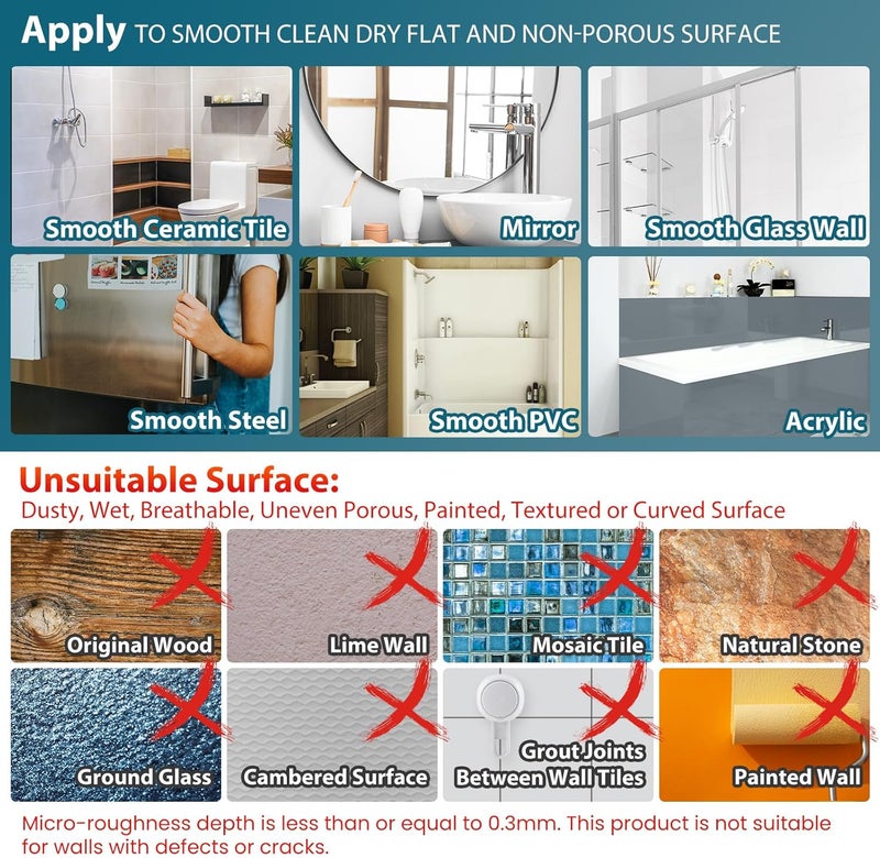 Taili Shower Head Holder Suction Cup, Handheld Shower Head Bracket, Height Angle Adjustable Wall Mounted, Bathroom Showerhead Holder No Drilling Removable Waterproof, Black - Image 5