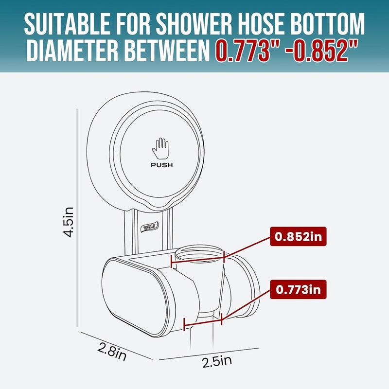 Taili Shower Head Holder Suction Cup, Handheld Shower Head Bracket, Height Angle Adjustable Wall Mounted, Bathroom Showerhead Holder No Drilling Removable Waterproof, Black - Image 3