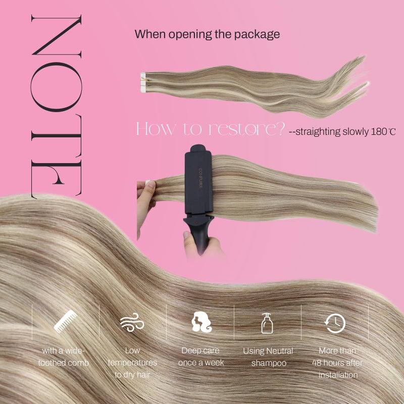 Moresoo Tape in Hair Extensions Human Hair Blonde Highlighted Tape in Extensions Light Brown Mixed with Blonde Hair Extensions Real Human Hair Glue in Remy Extensions 16 Inch #P9A/60 20pcs 50g - Image 5
