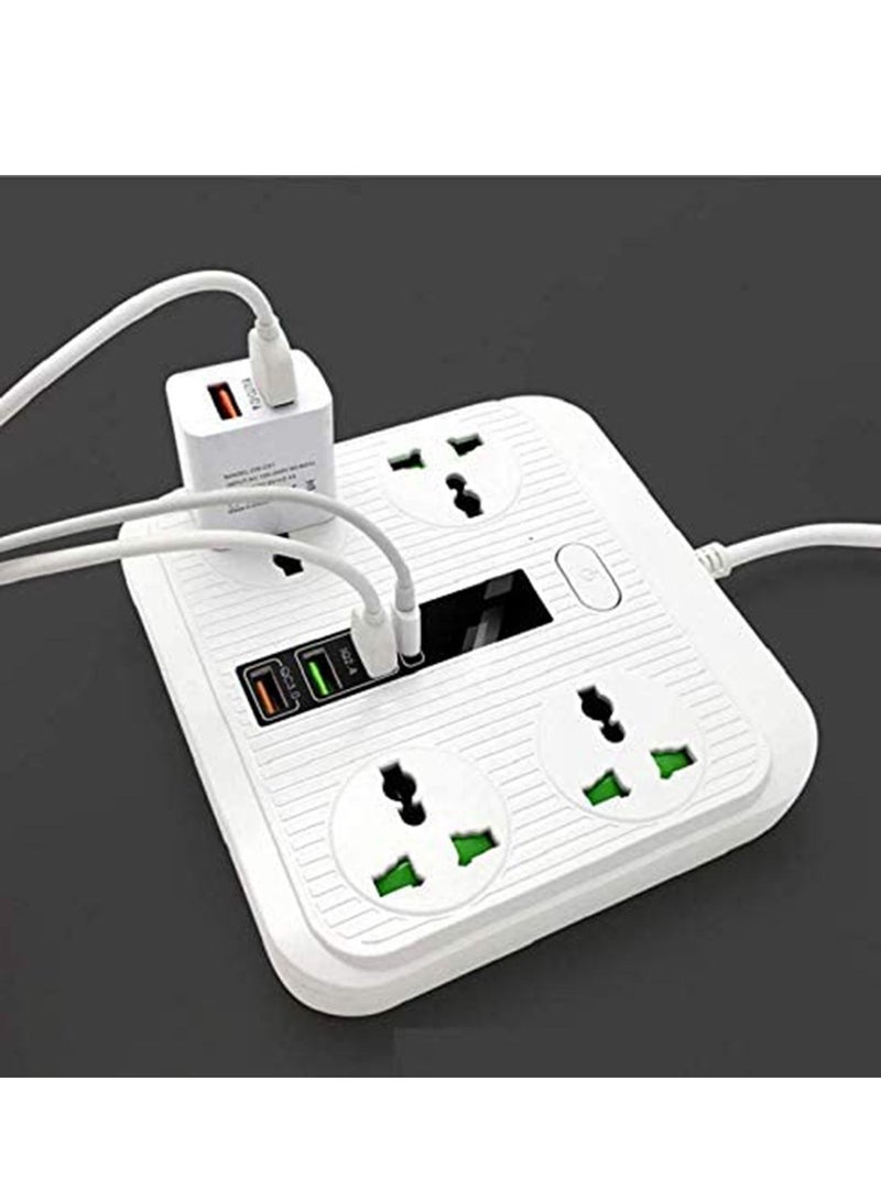 Captaintech Extension Lead Universal Outlets with 4 USB Ports 4 Way Power Strips Surge Protector 2M/ Bold Cord Switch Portable Charger Fuse and Shutter Charging Hub Station 40W Super Quik Charge (Black) - Image 2