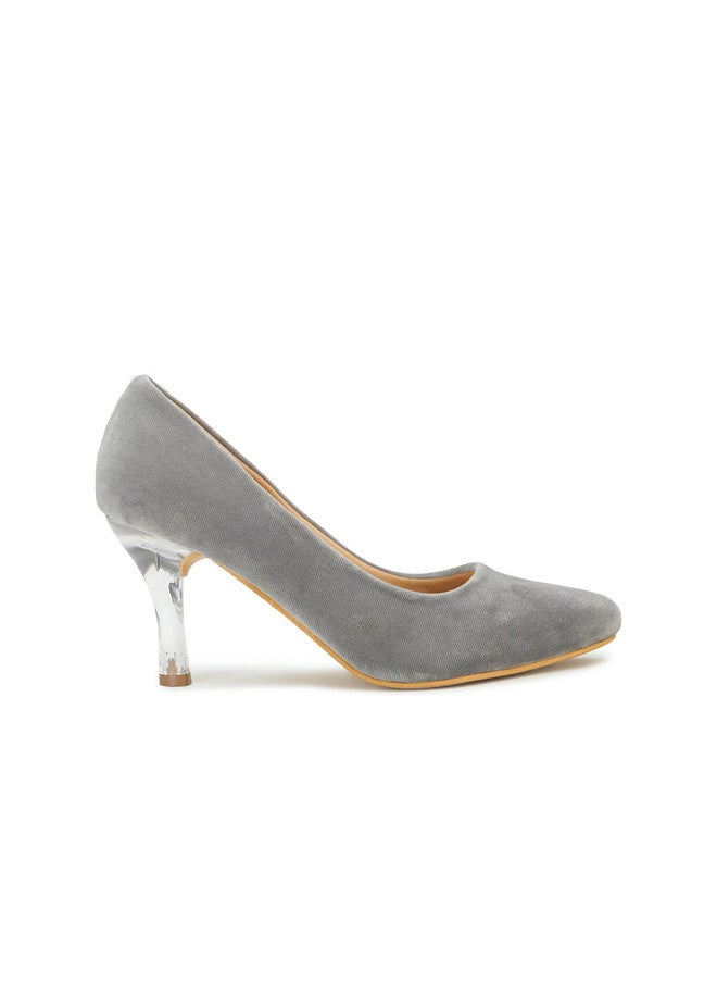 She Zone Shezone Grey Suede Pumps for Women - Image 4