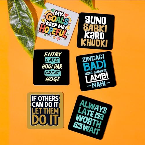 Tajnan Motivational Quote Coasters – Set of 6 | Funny & Inspirational Table Coasters for Home, Office, Coffee & Dining Tables | Unique Gift for Friends & Family - Image 2
