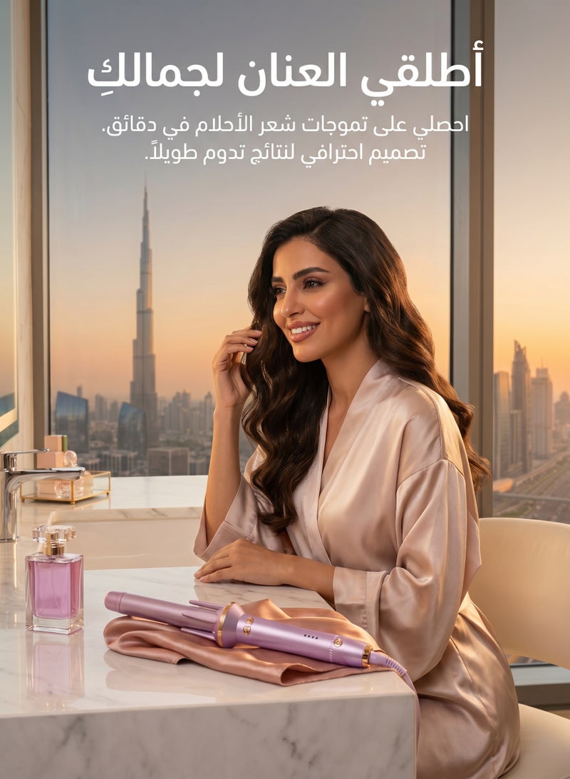 زيريفام مكواة تجعيد أوتوماتيكية، مكواة تجعيد بدرجة حرارة قابلة للتعديل (160–200 درجة مئوية)، تسخين سريع ومقاومة للحروق، أسطوانة طويلة لتجعيد الشعر بتموجات كبيرة، سلك دوار 360 درجة، مناسبة لجميع أنواع الشعر، 25 مم - Image 4