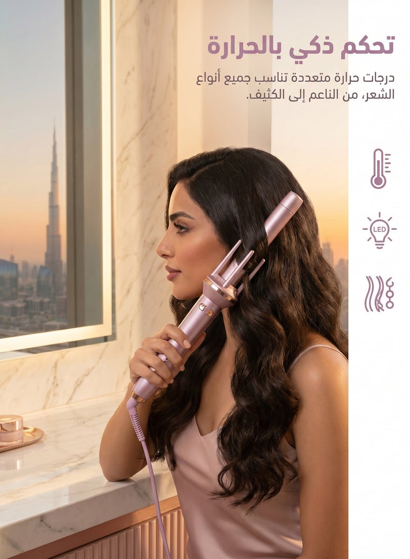 ZERIFAM Automatic Curling Iron, Curling Iron with Adjustable Temperature (160–200°C), Fast Heating & Anti-Scald, Long Barrel for Big Waves, 360° Swivel Cord, Suitable for All Hair Types, 25mm - Image 3