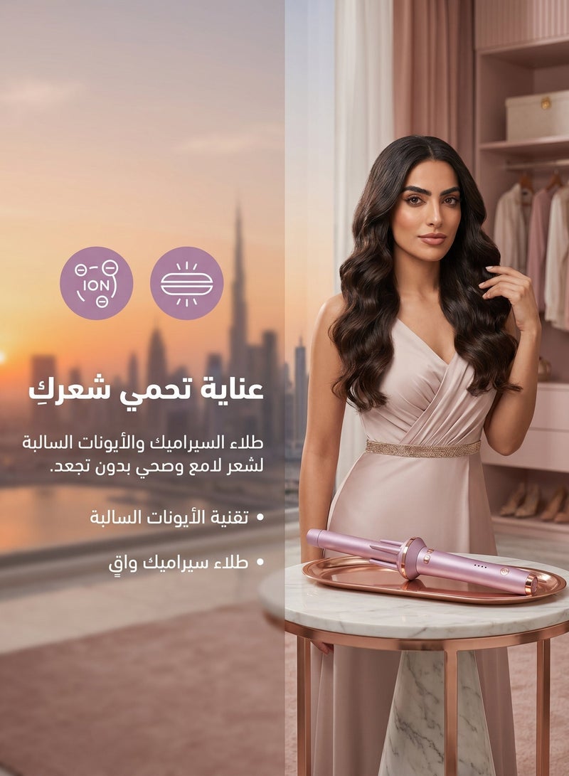 ZERIFAM Automatic Curling Iron, Curling Iron with Adjustable Temperature (160–200°C), Fast Heating & Anti-Scald, Long Barrel for Big Waves, 360° Swivel Cord, Suitable for All Hair Types, 25mm - Image 5