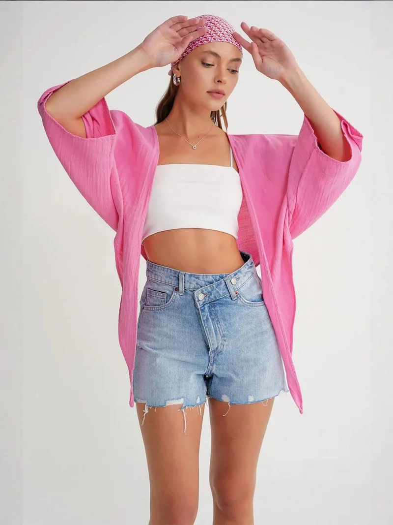 MixRay Mixray Textured V-Neck Bolero Blouse