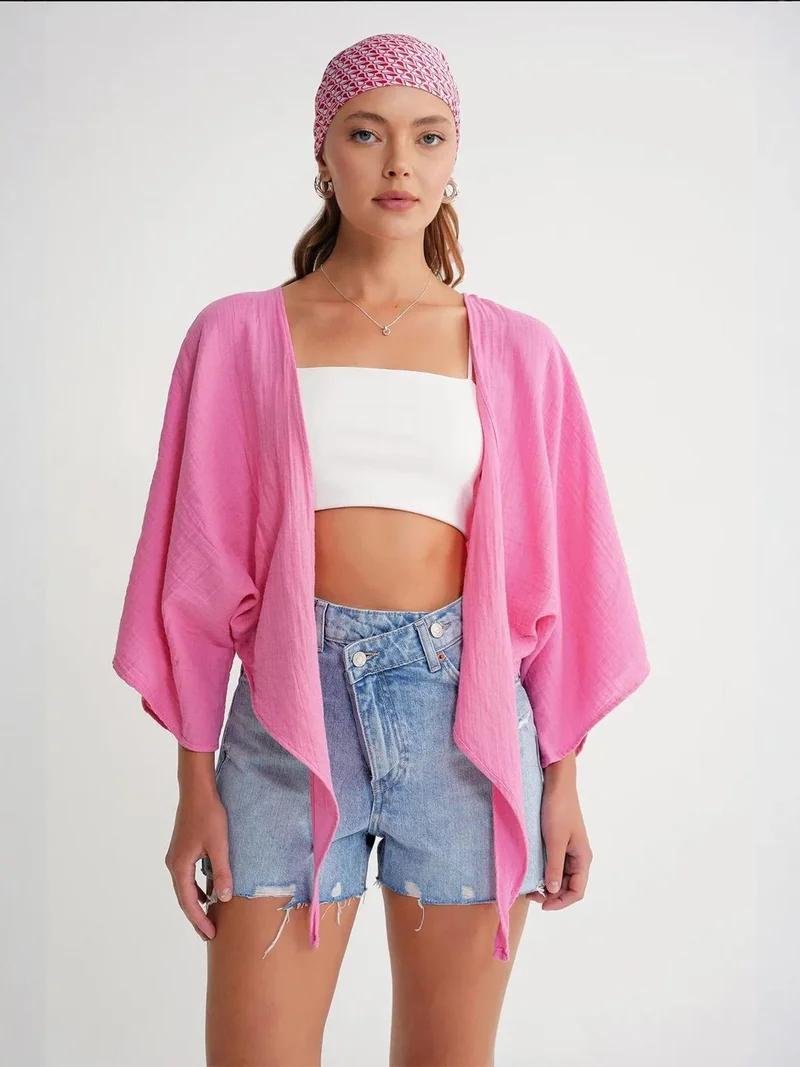 MixRay Mixray Textured V-Neck Bolero Blouse