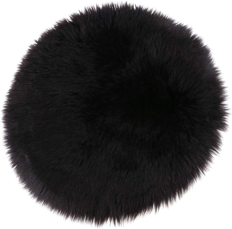 klarako Round-shape Area Rug Shaggy Wool Carpet for Bedroom Living room and home Decoration, Black - Image 4