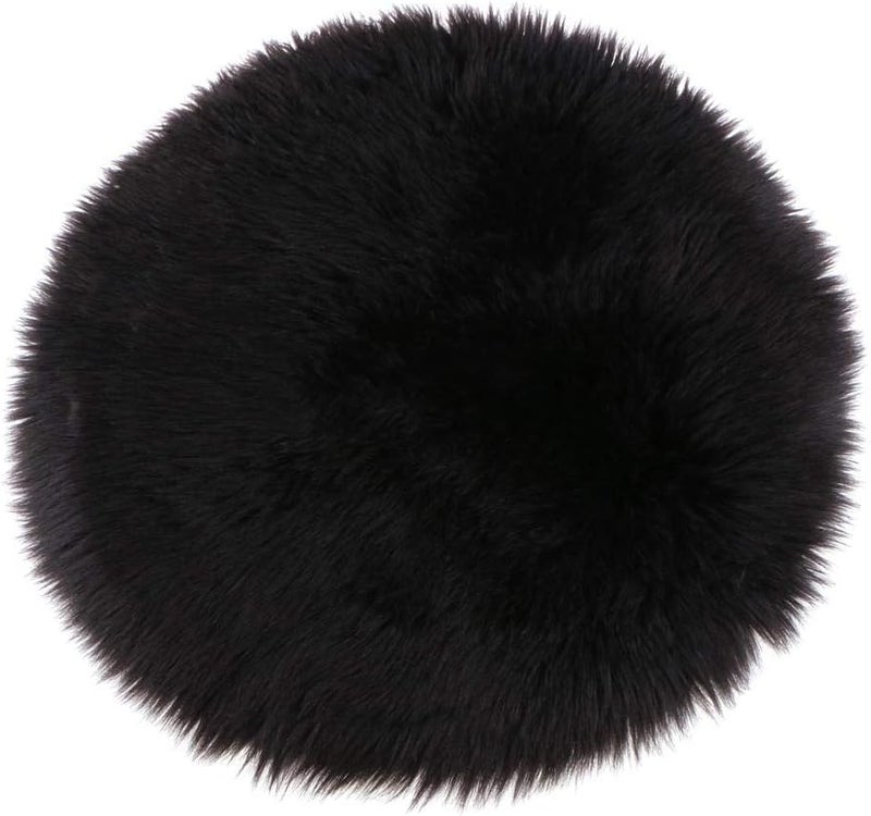 klarako Round-shape Area Rug Shaggy Wool Carpet for Bedroom Living room and home Decoration, Black - Image 3