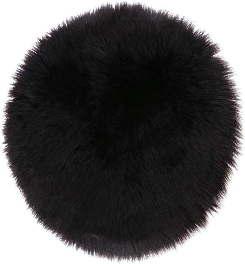 klarako Round-shape Area Rug Shaggy Wool Carpet for Bedroom Living room and home Decoration, Black - Image 1