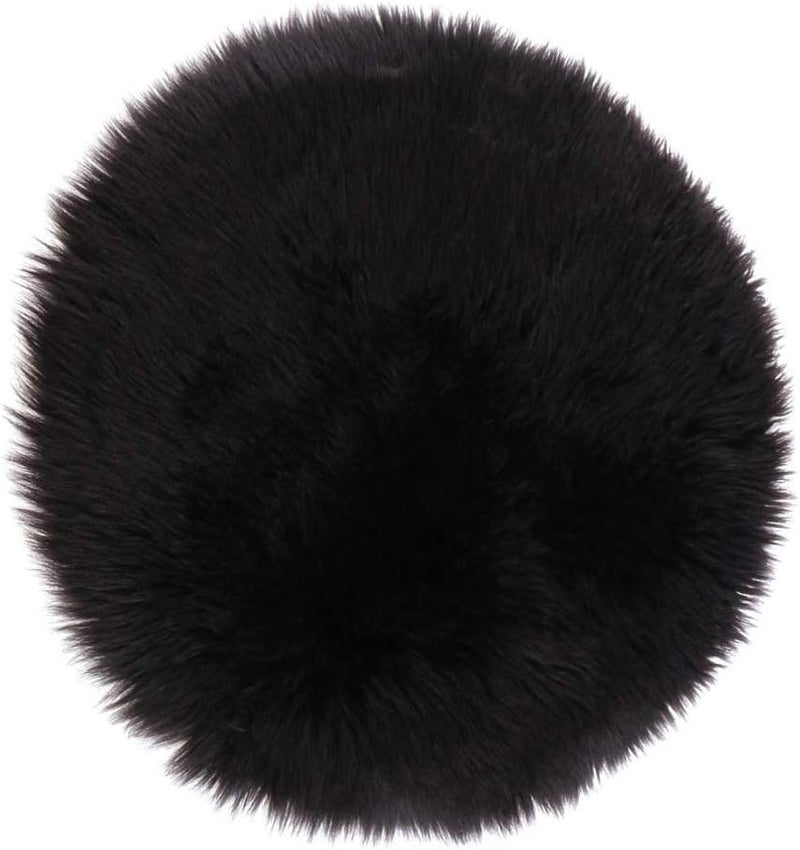 klarako Round-shape Area Rug Shaggy Wool Carpet for Bedroom Living room and home Decoration, Black - Image 5