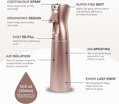 Nova Professional Hair Spray Bottle High Pressure Continuous Mist Atomisation Hair Salon Fine Spray Bottles 105oz300ml White 5065002 - Image 3