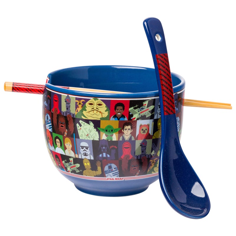 Silver Buffalo Silver Buffalo Star Wars Characters Ceramic Ramen Noodle Rice Bowl with Chopsticks and Spoon  Microwave Safe  20 Ounces  - Image 1