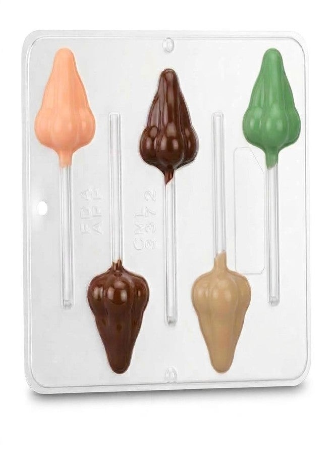 Lollipops Nose Lollipop Chocolate Candy Mold 3372, 5 Cavities, 2" x 2.5" Each Cavity - Image 1