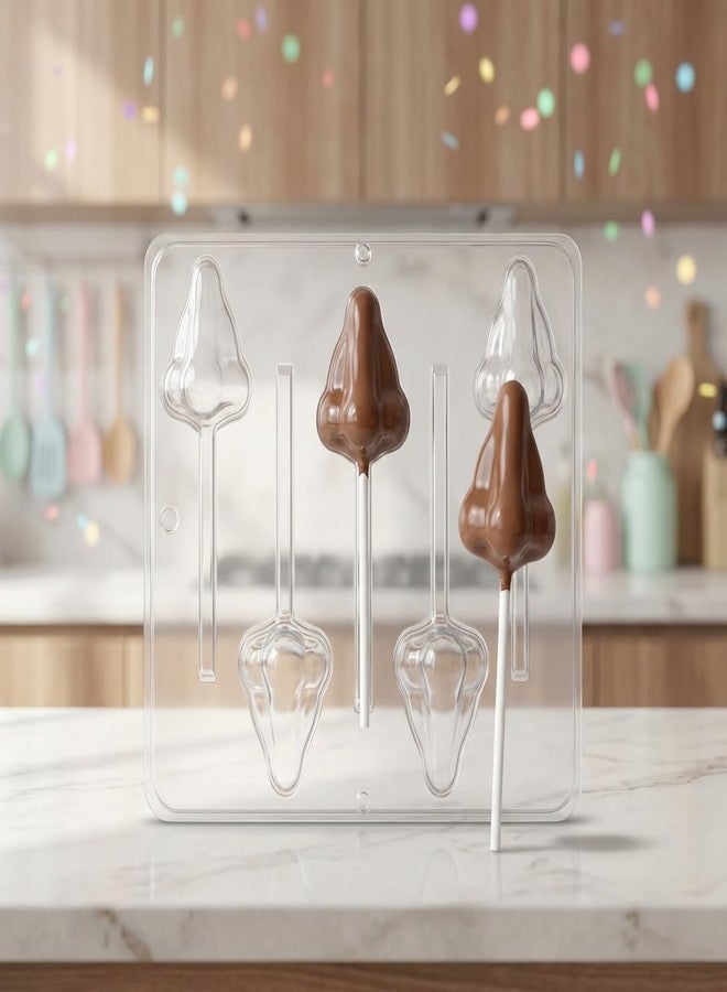 Lollipops Nose Lollipop Chocolate Candy Mold 3372, 5 Cavities, 2" x 2.5" Each Cavity - Image 3