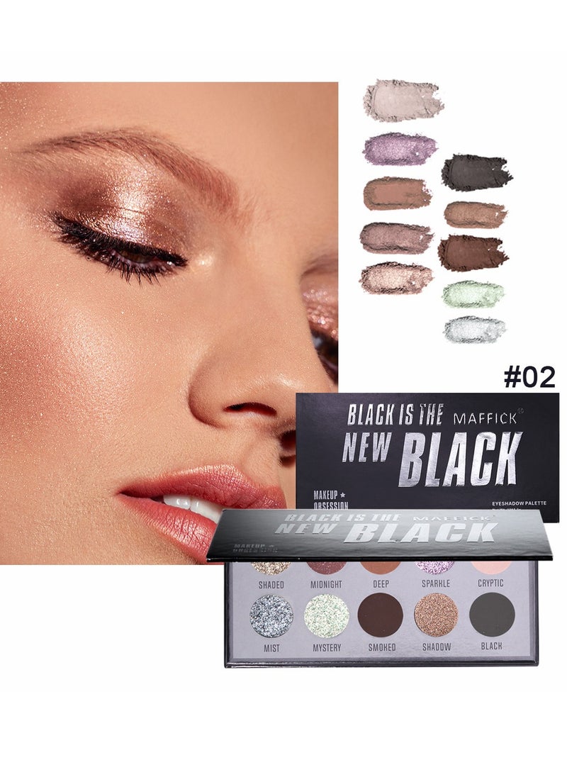 maffick - Maffick 10 Color Shadow Palette- Black Smoky Makeup with Shimmering Pearl Eyeshadow for a Radiant, Dramatic Look - Image 1