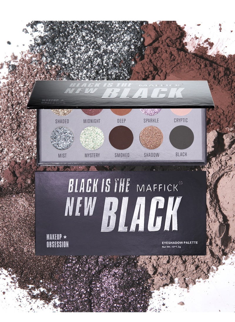 maffick - Maffick 10 Color Shadow Palette- Black Smoky Makeup with Shimmering Pearl Eyeshadow for a Radiant, Dramatic Look - Image 1