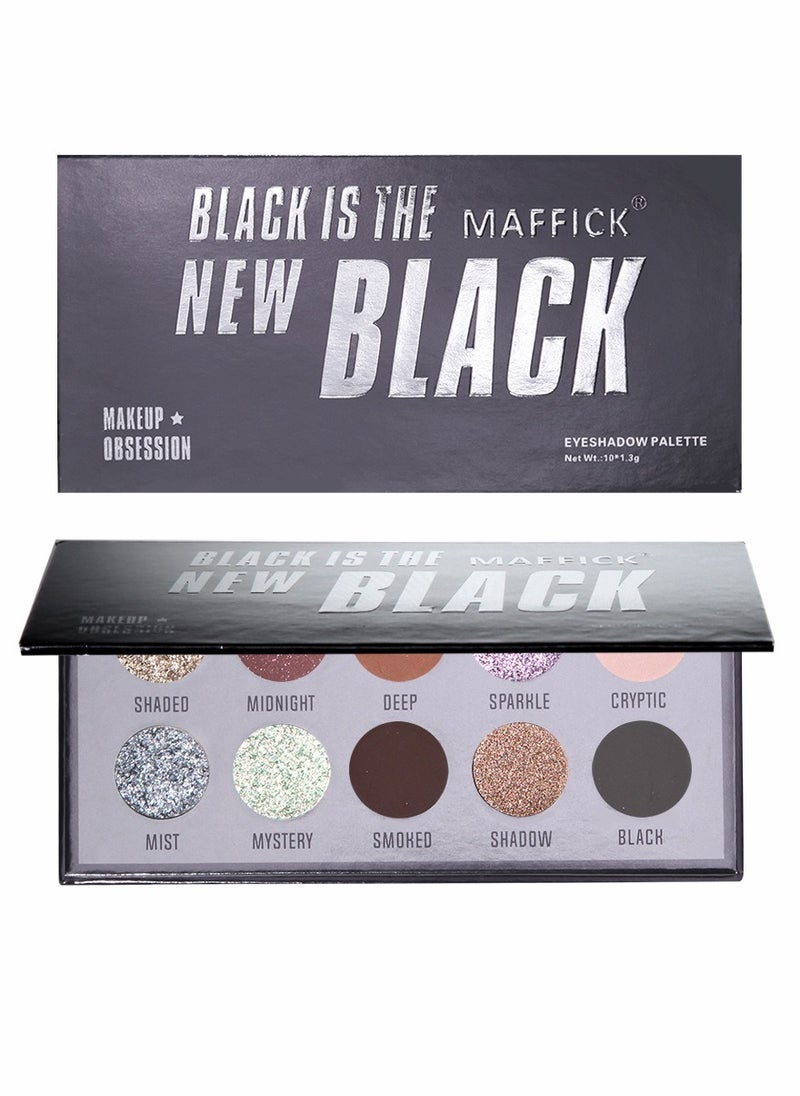 maffick - Maffick 10 Color Shadow Palette- Black Smoky Makeup with Shimmering Pearl Eyeshadow for a Radiant, Dramatic Look - Image 1