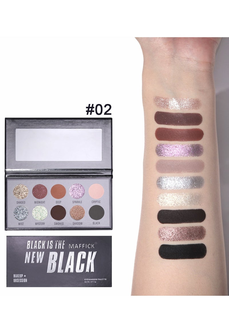 maffick - Maffick 10 Color Shadow Palette- Black Smoky Makeup with Shimmering Pearl Eyeshadow for a Radiant, Dramatic Look - Image 1