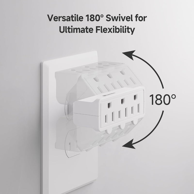 CableMatters [UL Listed] 2-Pack 3-Outlet Grounded 180 Degree Swivel Wall Tap, 3 Plug Wall Adapter, Multi-Plug Outlets, White - Image 2