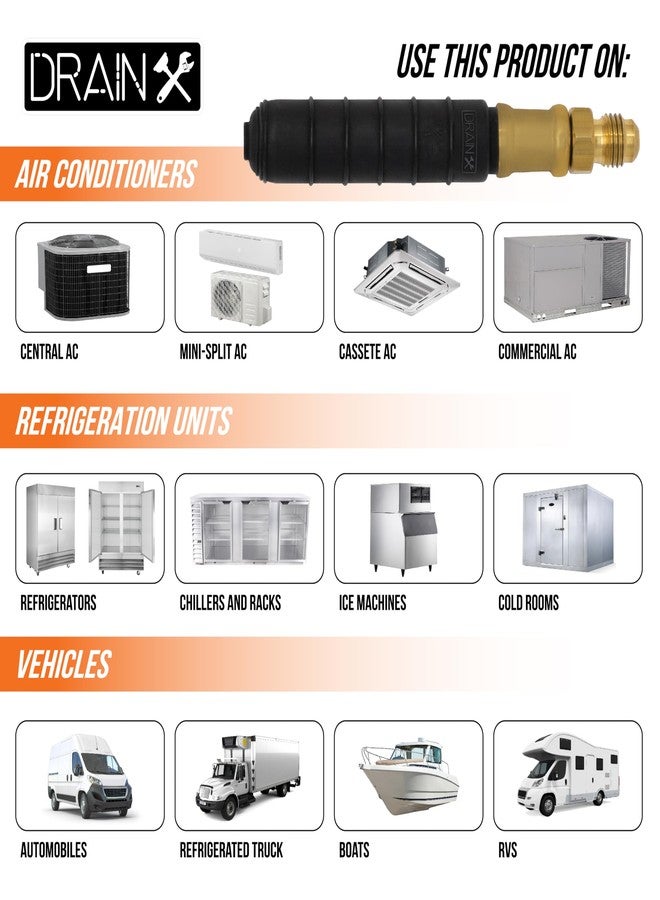 DrainX Air Pressure Bladder for HVAC Line Blowout A/C Condensate Lines and pipes (3/4"-1" Diameter) - Image 5
