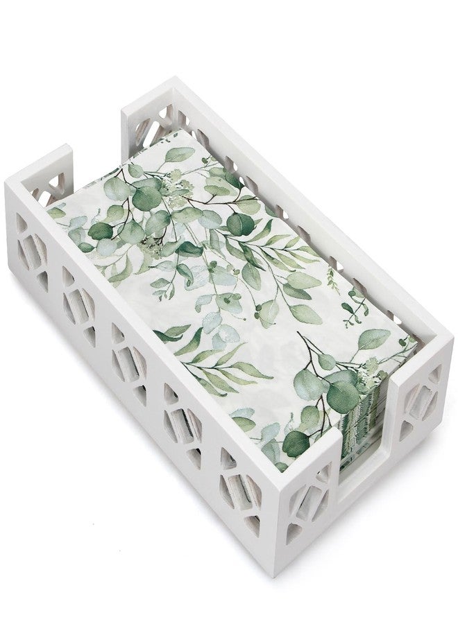 Ayiaren White Wooden Guest Paper Towel Holder for Bathroom Napkin Holders Disposable Hand Guest Towels Tray Flat Wood Napkins Holder for Table Kitchen Bathroom Towel Holders Modern Cocktail Napkin Basket - Image 1
